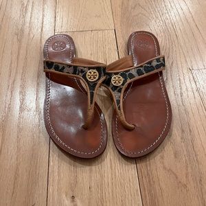 Tory Burch leopard print thong sandals